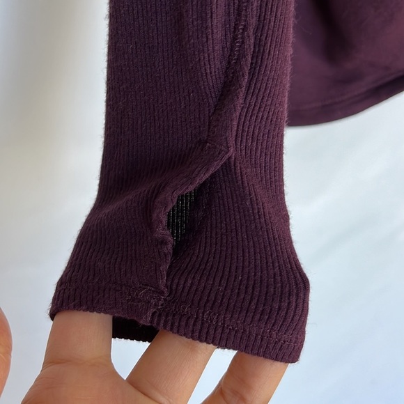 Athleta Purana Wrap Oversize Sweatshirt Yoga Studio Top Burgundy Size XXS - Picture 7 of 10